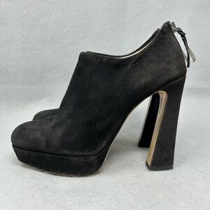 Miu Miu Black suede chunky high heel pumps booties shoes, size 37/US 7